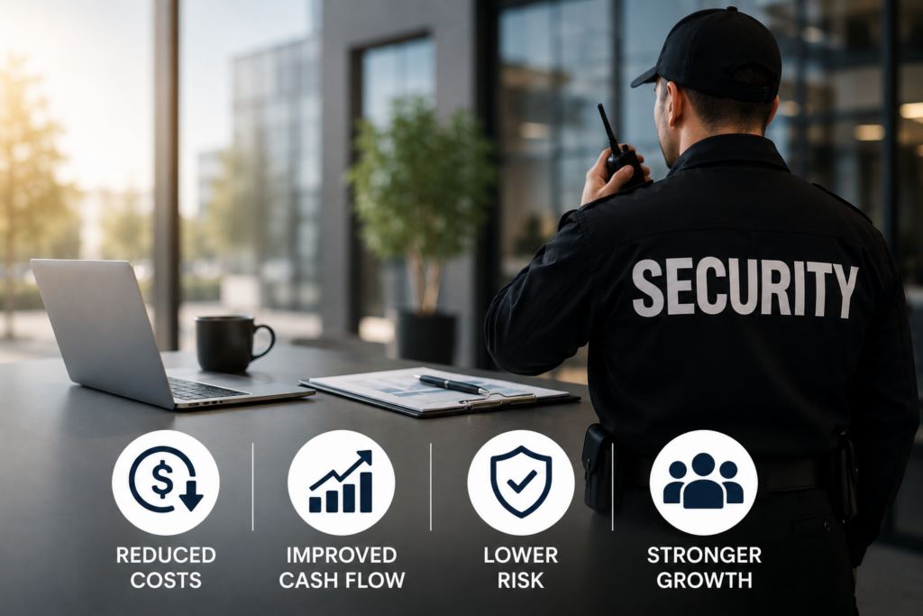 Security company financing case study with $300,000 annual savings.